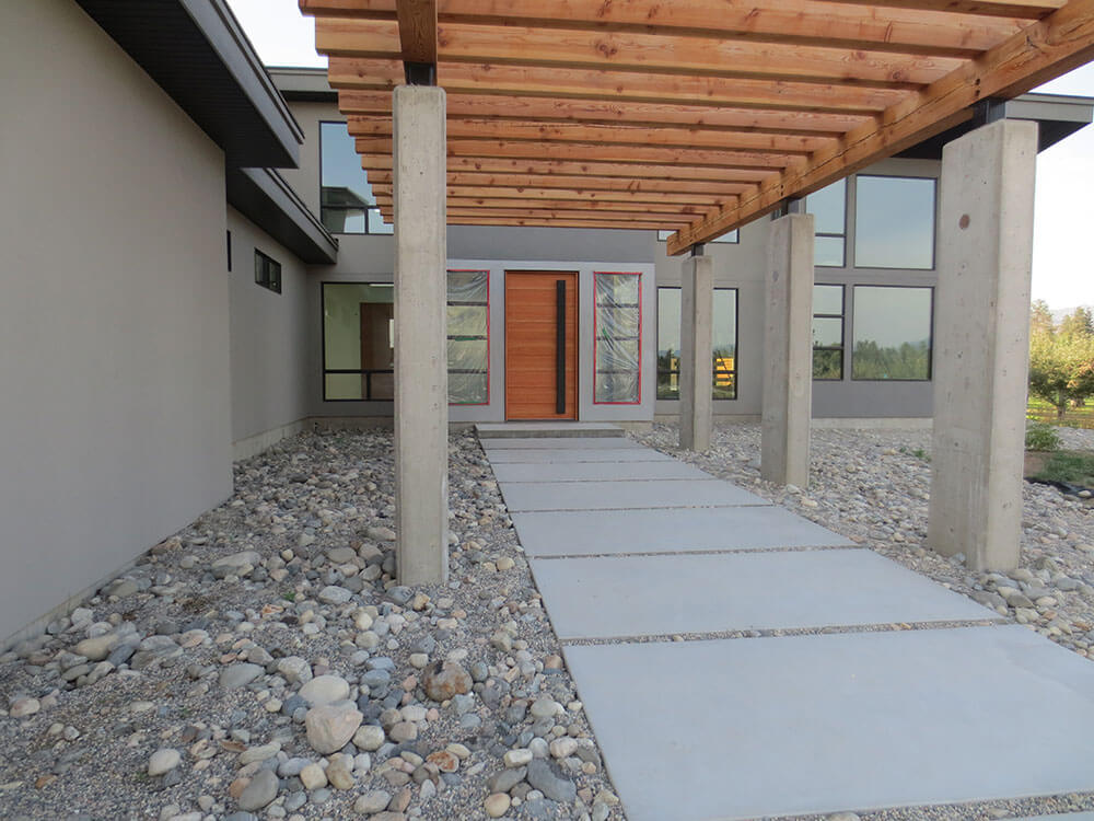 Decorative sand finish front entrance