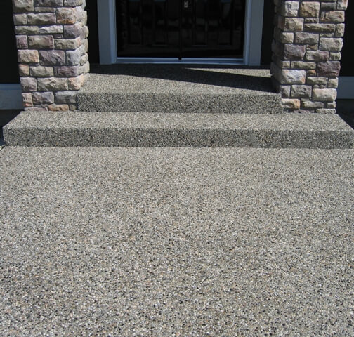 Exposed aggregate step and landing