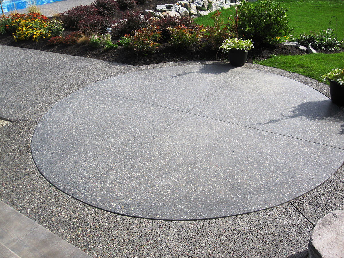Salt-and-pepper polished terrazzo concrete, Kelowna
