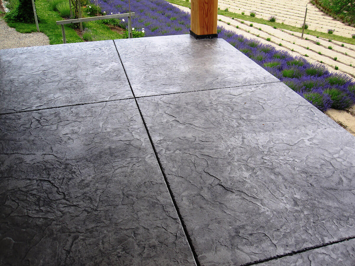Roman slate concrete suspended patio, Kelowna