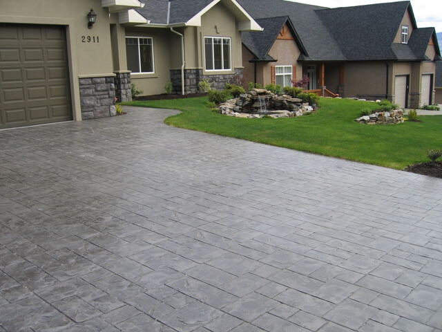 Stamped concrete driveway, Kelowna